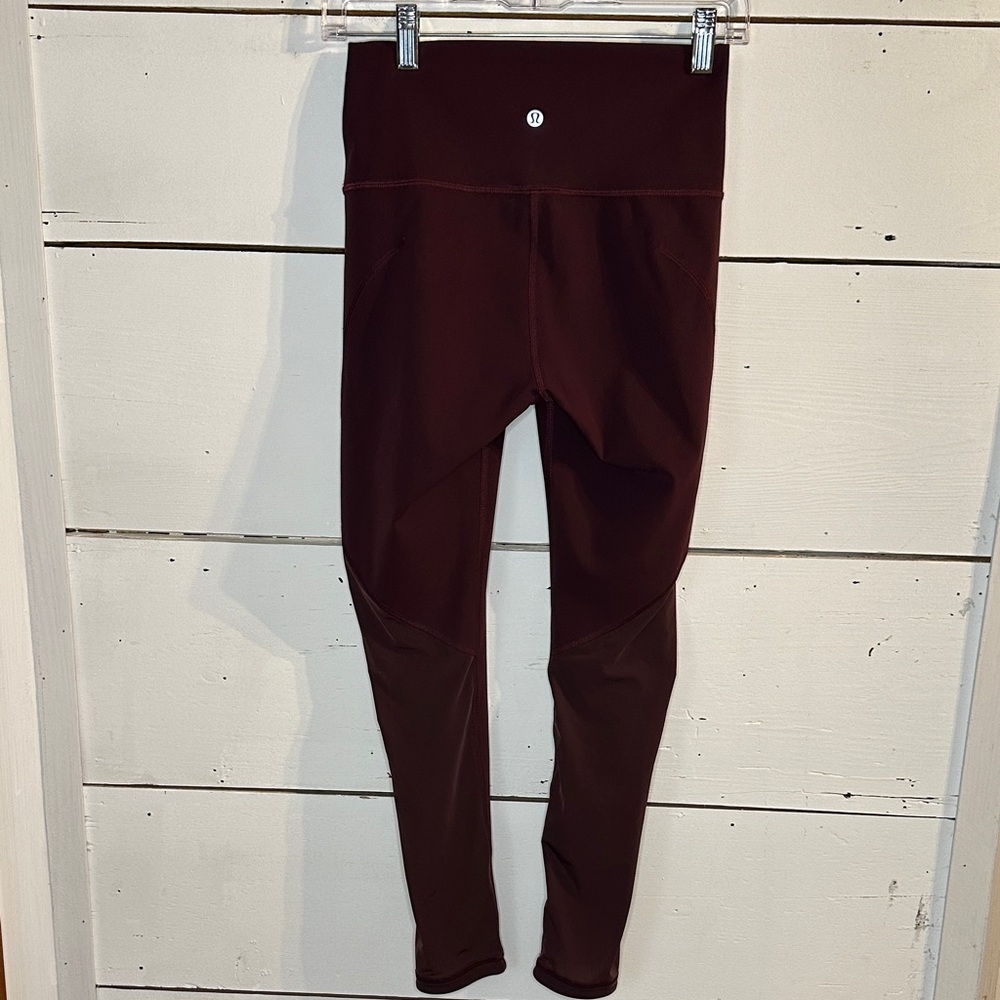 Lululemon Wunder Under High Rise Tight Leggings Chiffon Mesh Cassis - Picture 2 of 12